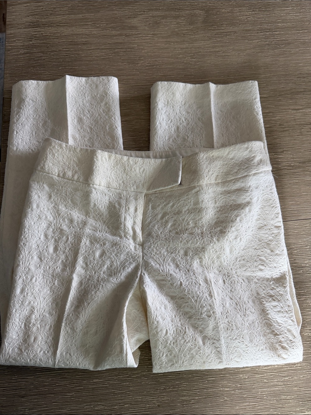 INC International Concepts Cream Textured Trousers